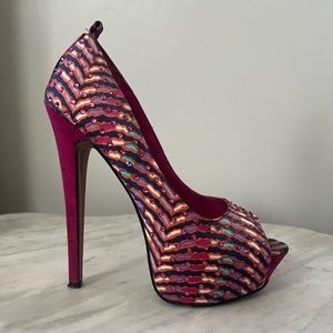 Stunning Rhinestone Multi-Color Platform Heels ✨